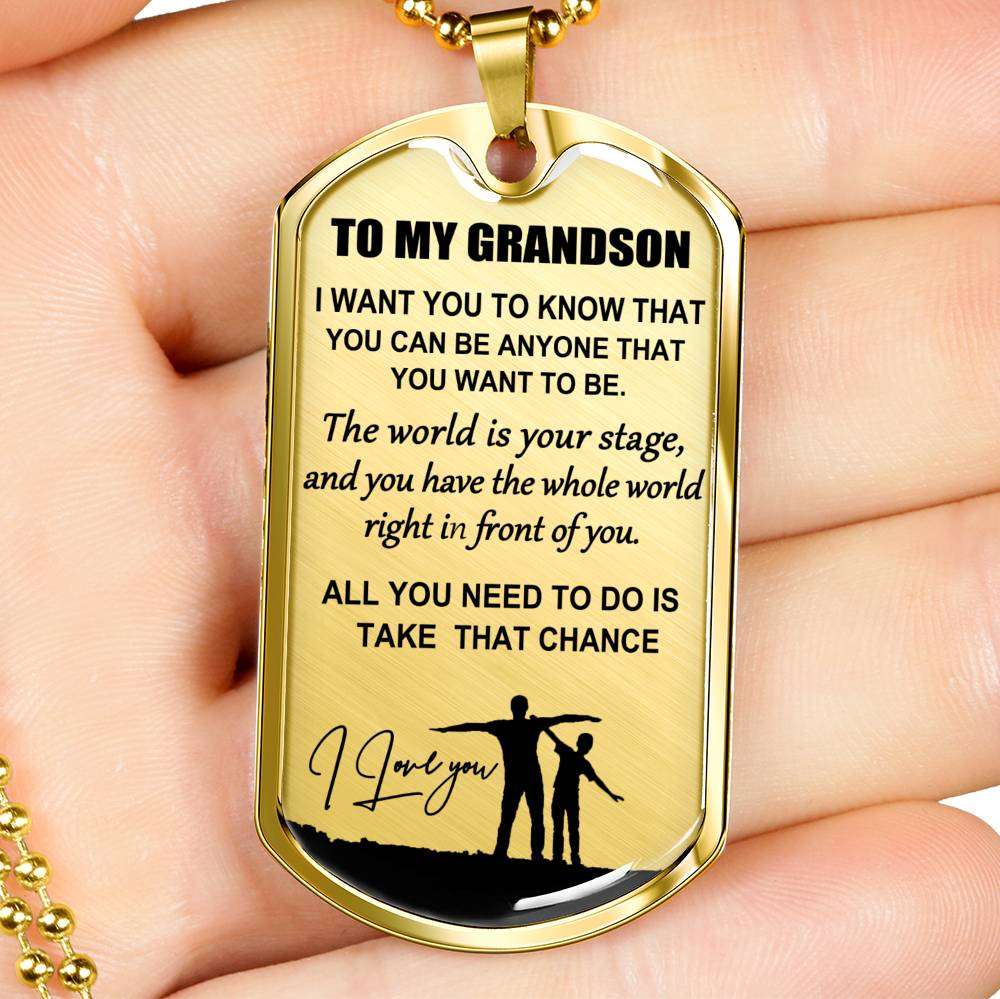 Grandson Dog Tag, Custom Picture Dog Tag For Grandson: Necklace Gift For Grandson Dog Tag-7 Gifts for Grandson Rakva