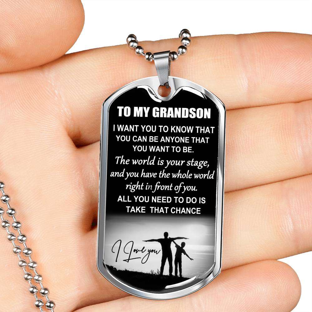Grandson Dog Tag, Custom Picture Dog Tag For Grandson: Necklace Gift For Grandson Dog Tag-8 Gifts for Grandson Rakva