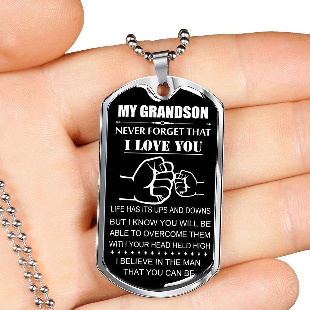 Grandson Dog Tag, Custom Picture Grandpa And Granson Dog Tag, Gift For Grandson Dog Tag-2 Gifts for Grandson Rakva