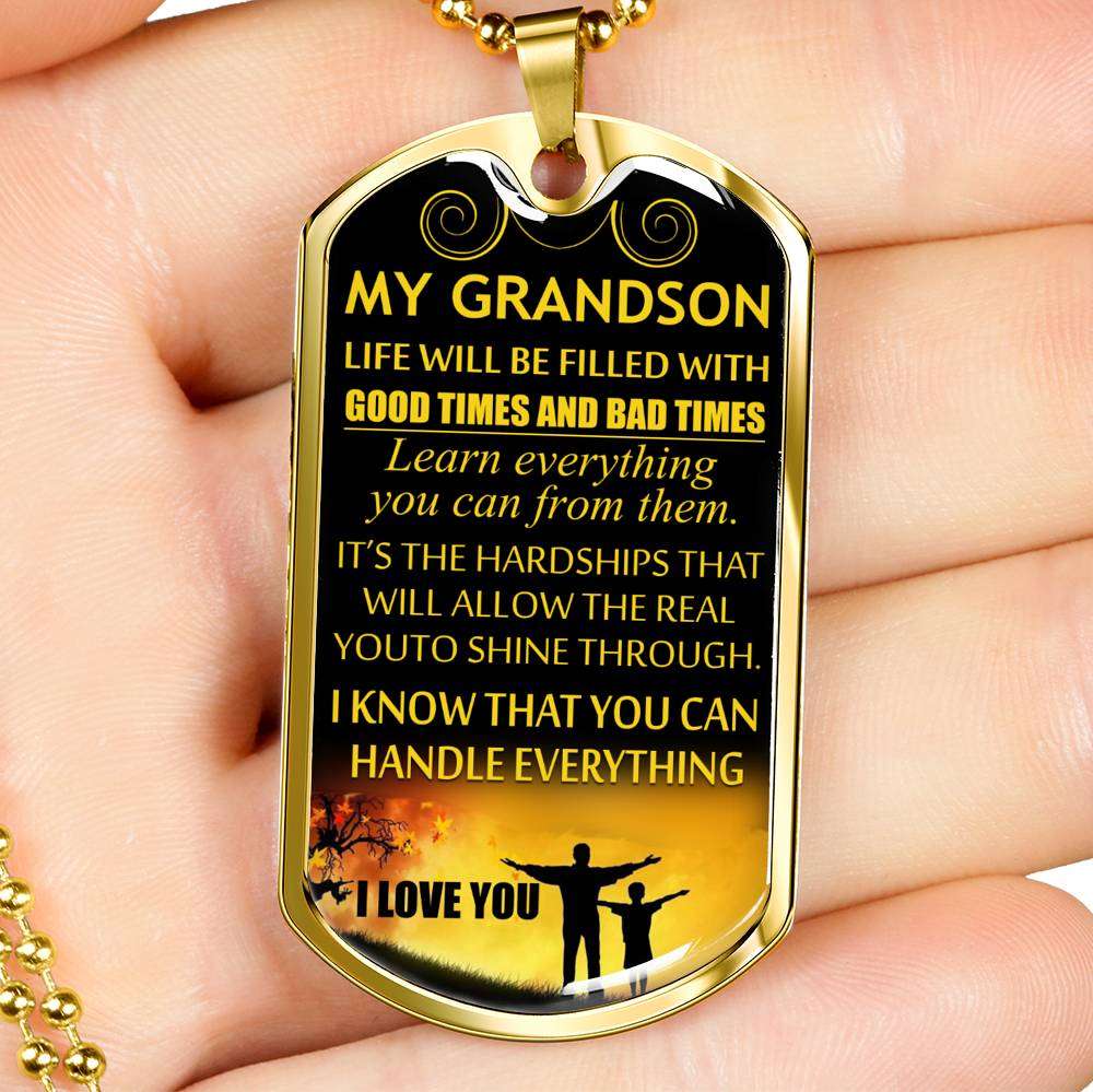 Grandson Dog Tag, Custom Picture Grandpa And Granson Dog Tag, Gift For Grandson Dog Tag-3 Gifts for Grandson Rakva