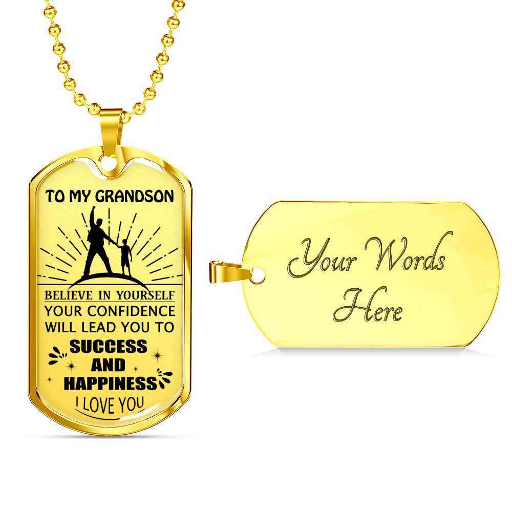 Grandson Dog Tag Custom Picture, To My Grandson Gifts From Grandparents, Grandson Birthday Dog Tag-3 Gifts for Grandson Rakva