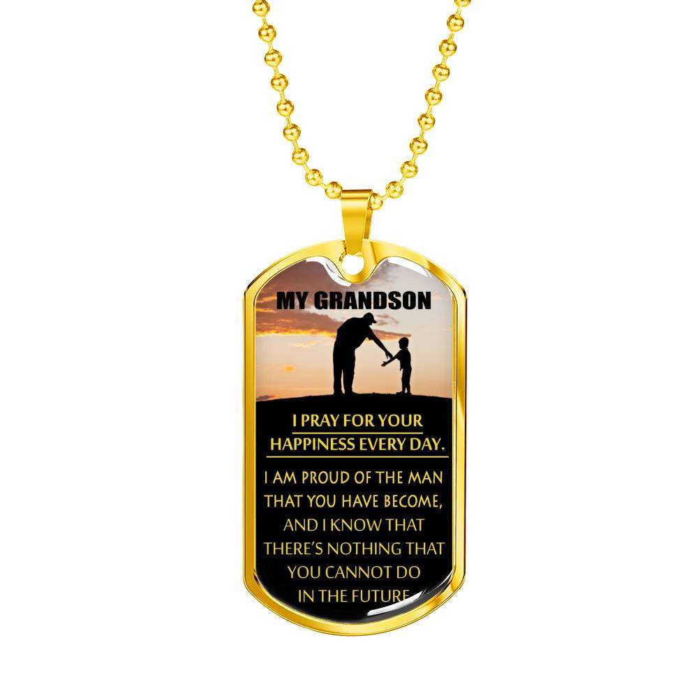 Grandson Dog Tag, Dog Tag For Grandson: Necklace Gift For Grandson Dog Tag-1 Gifts for Grandson Rakva