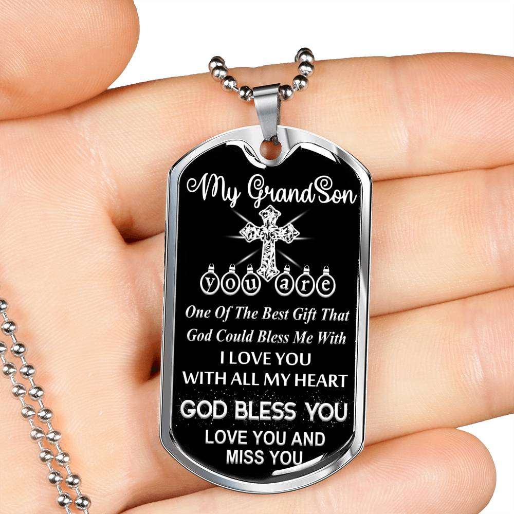 Grandson Dog Tag, Dog Tag For Grandson: Necklace Gift For Grandson Dog Tag-11 Gifts for Grandson Rakva