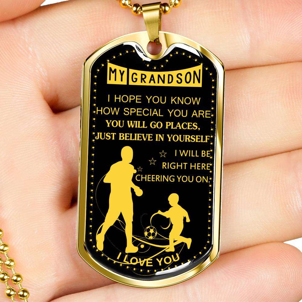 Grandson Dog Tag, Dog Tag For Grandson: Necklace Gift For Grandson Dog Tag-12 Gifts for Grandson Rakva