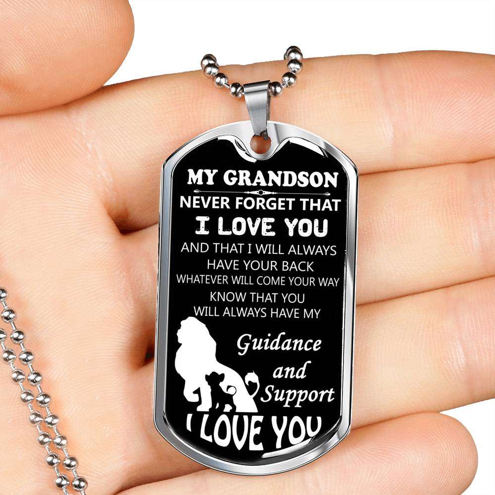 Grandson Dog Tag, Dog Tag For Grandson: Necklace Gift For Grandson Dog Tag-17 Gifts for Grandson Rakva
