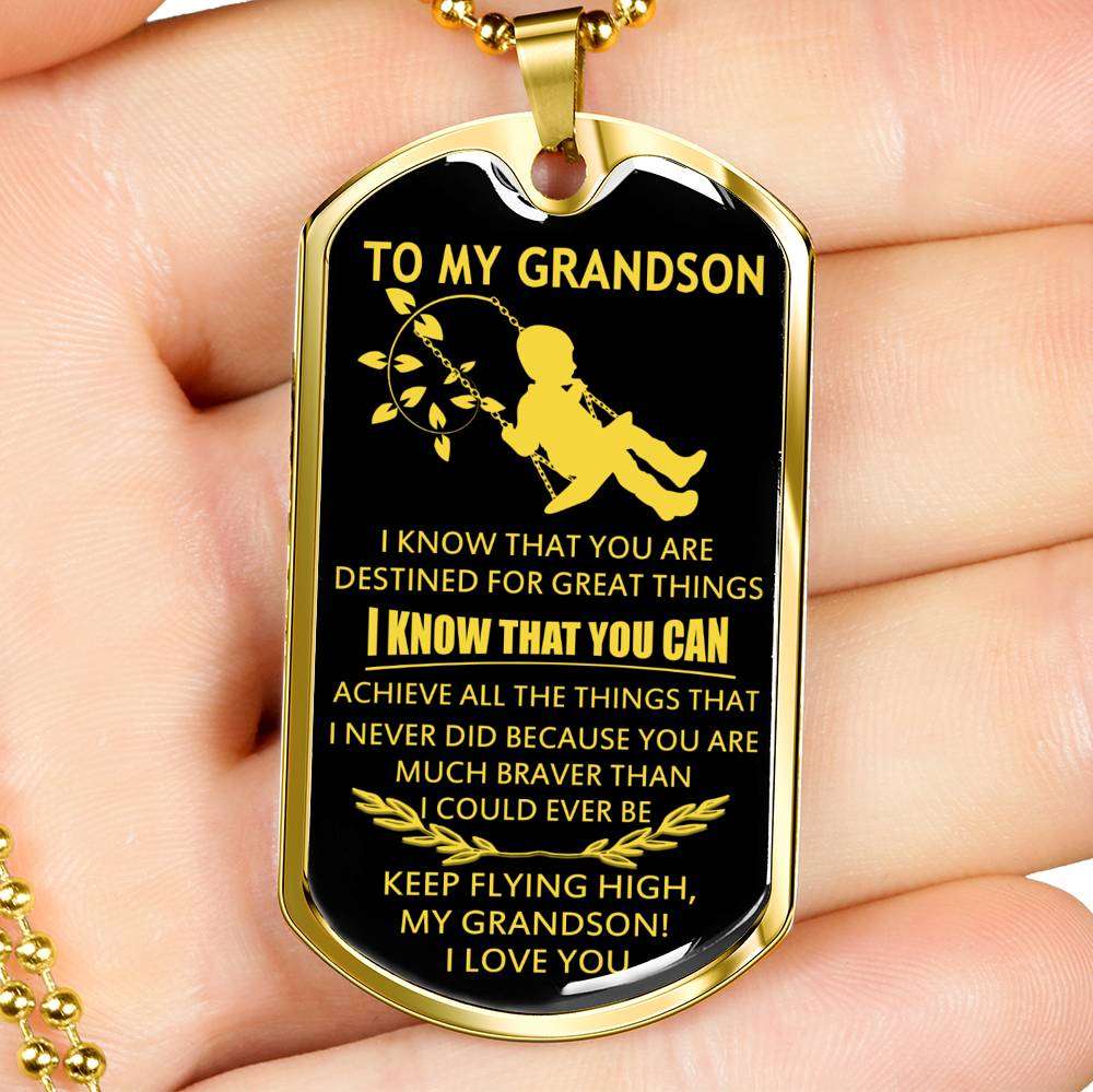 Grandson Dog Tag, Dog Tag For Grandson: Necklace Gift For Grandson Dog Tag-21 Gifts for Grandson Rakva