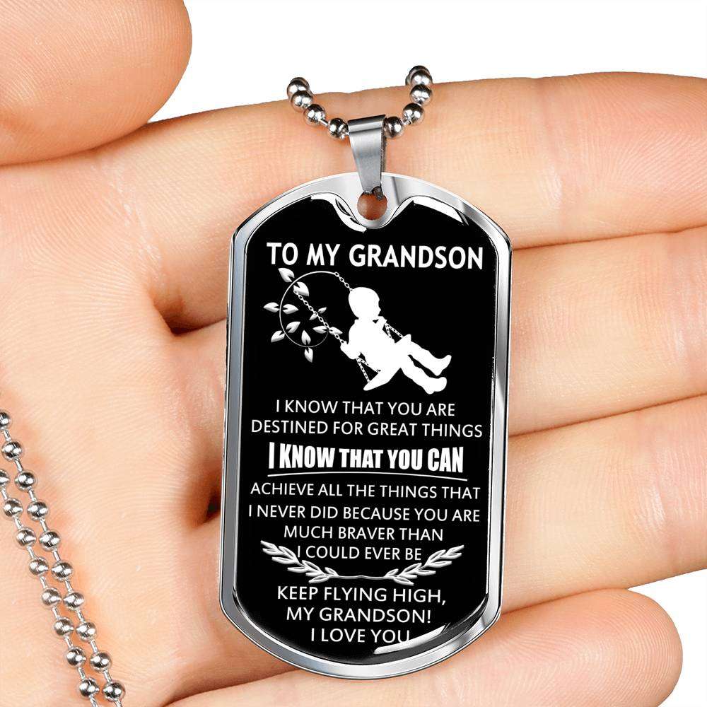 Grandson Dog Tag, Dog Tag For Grandson: Necklace Gift For Grandson Dog Tag-23 Gifts for Grandson Rakva