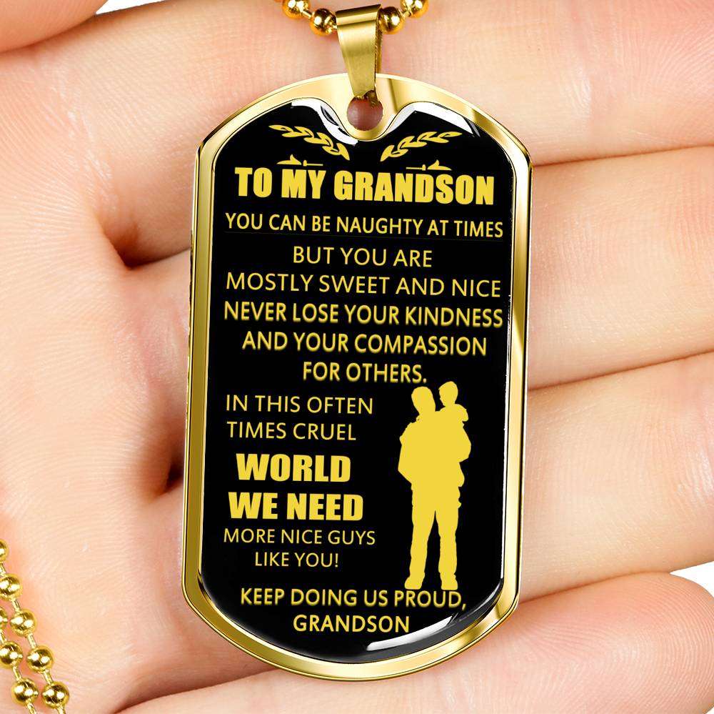 Grandson Dog Tag, Dog Tag For Grandson: Necklace Gift For Grandson Dog Tag-24 Gifts for Grandson Rakva