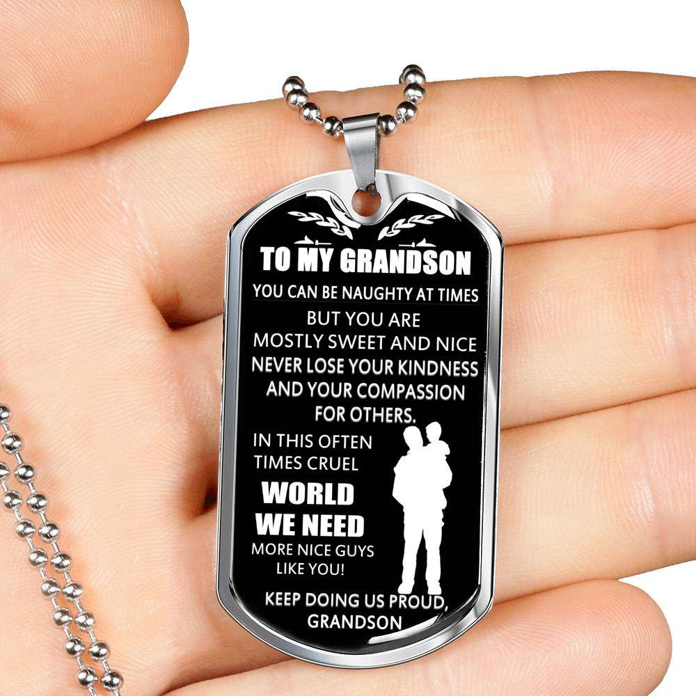 Grandson Dog Tag, Dog Tag For Grandson: Necklace Gift For Grandson Dog Tag-26 Gifts for Grandson Rakva