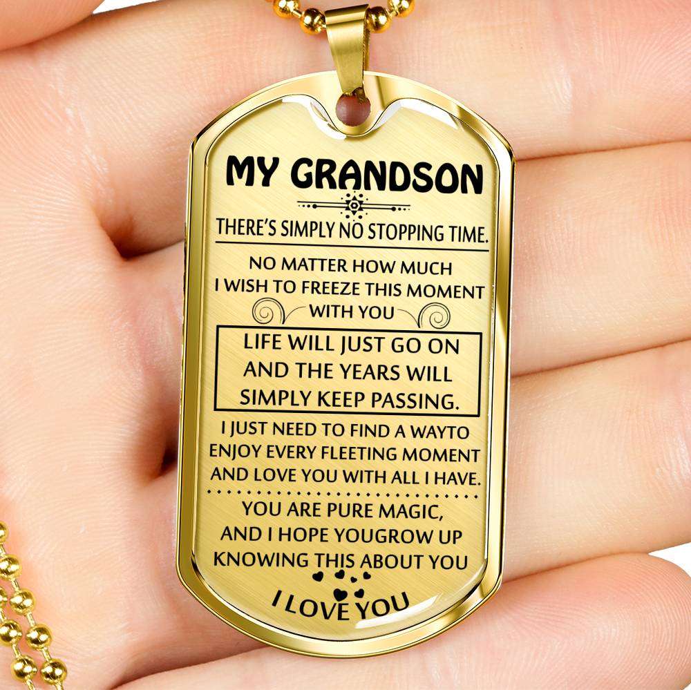 Grandson Dog Tag, Dog Tag For Grandson: Necklace Gift For Grandson Dog Tag-28 Gifts for Grandson Rakva