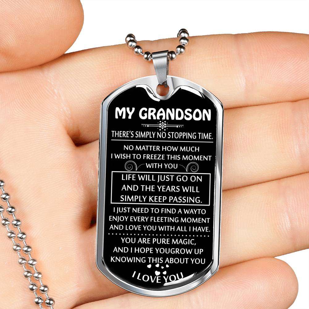 Grandson Dog Tag, Dog Tag For Grandson: Necklace Gift For Grandson Dog Tag-29 Gifts for Grandson Rakva