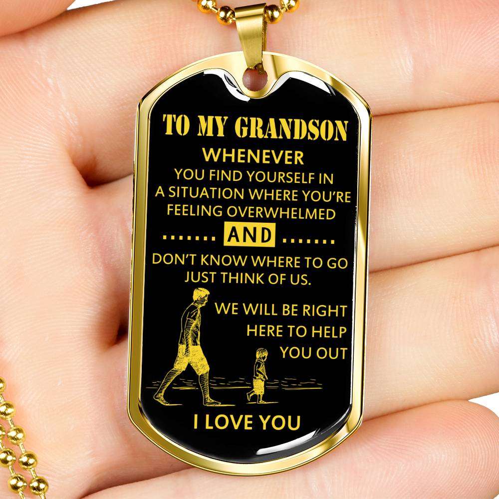 Grandson Dog Tag, Dog Tag For Grandson: Necklace Gift For Grandson Dog Tag-4 Gifts for Grandson Rakva