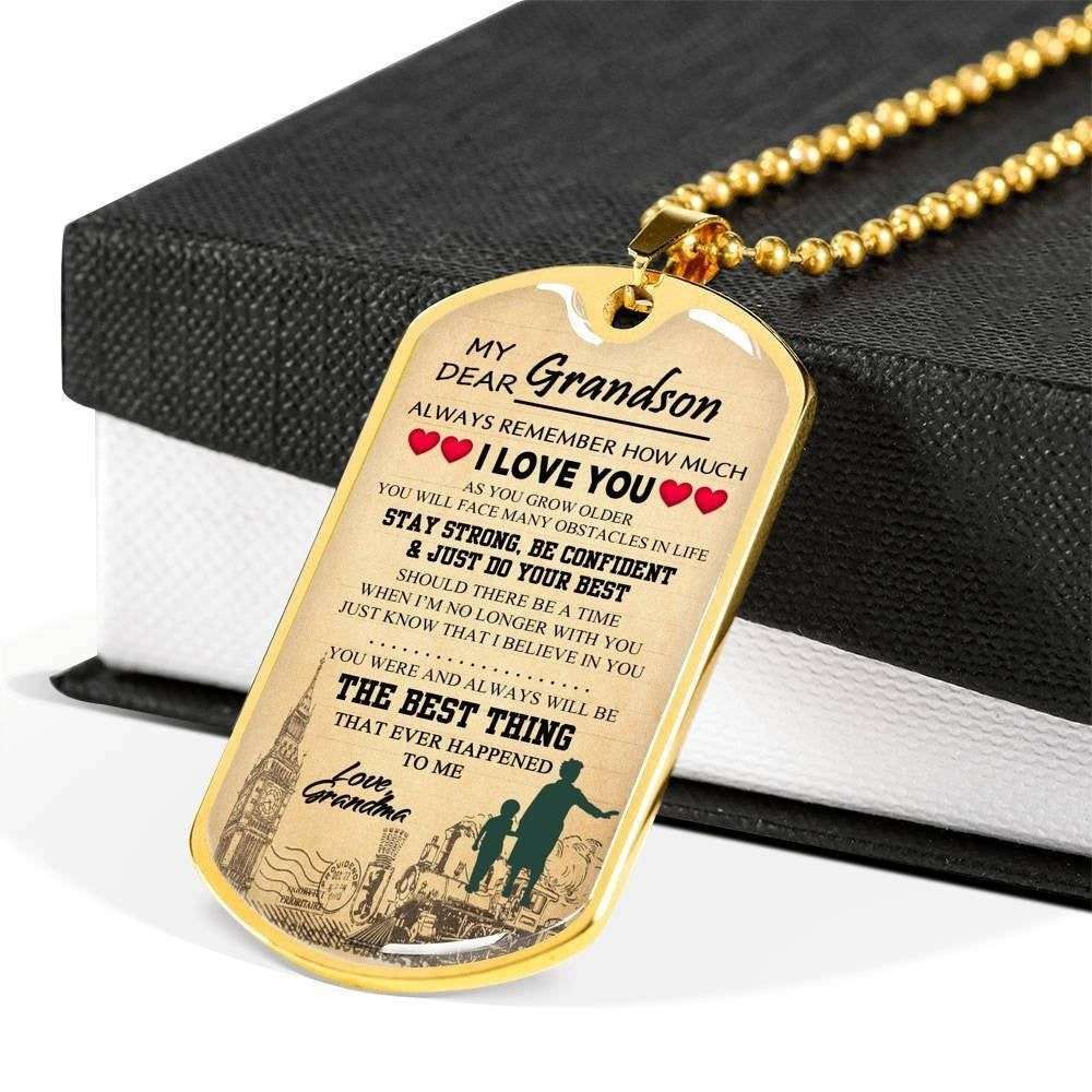 Grandson Dog Tag Necklace, Custome Necklace, Gift For Grandson From Grandma, Necklace Gift For Him Gifts for Grandson Rakva