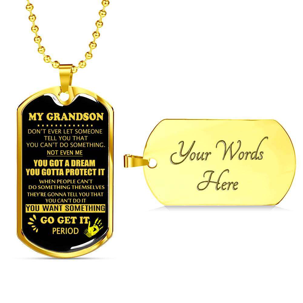 Grandson Dog Tag, To My Grandson Custom Picture Dog Tag : Gifts From Grandparents, Great Grandson Gifts Dog Tag-1 Gifts for Grandson Rakva
