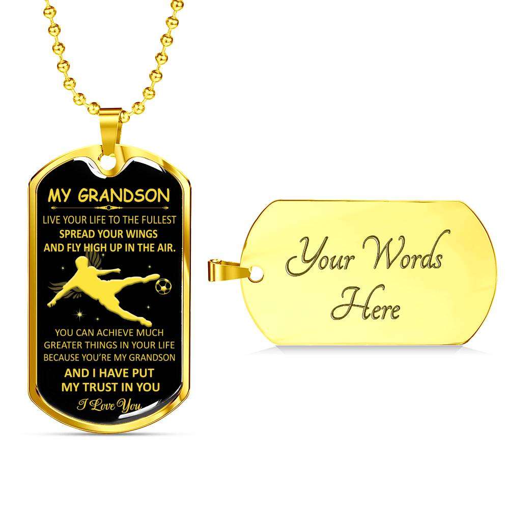 Grandson Dog Tag, To My Grandson Custom Picture Dog Tag : Gifts From Grandparents, Great Grandson Gifts Dog Tag-18 Gifts for Grandson Rakva