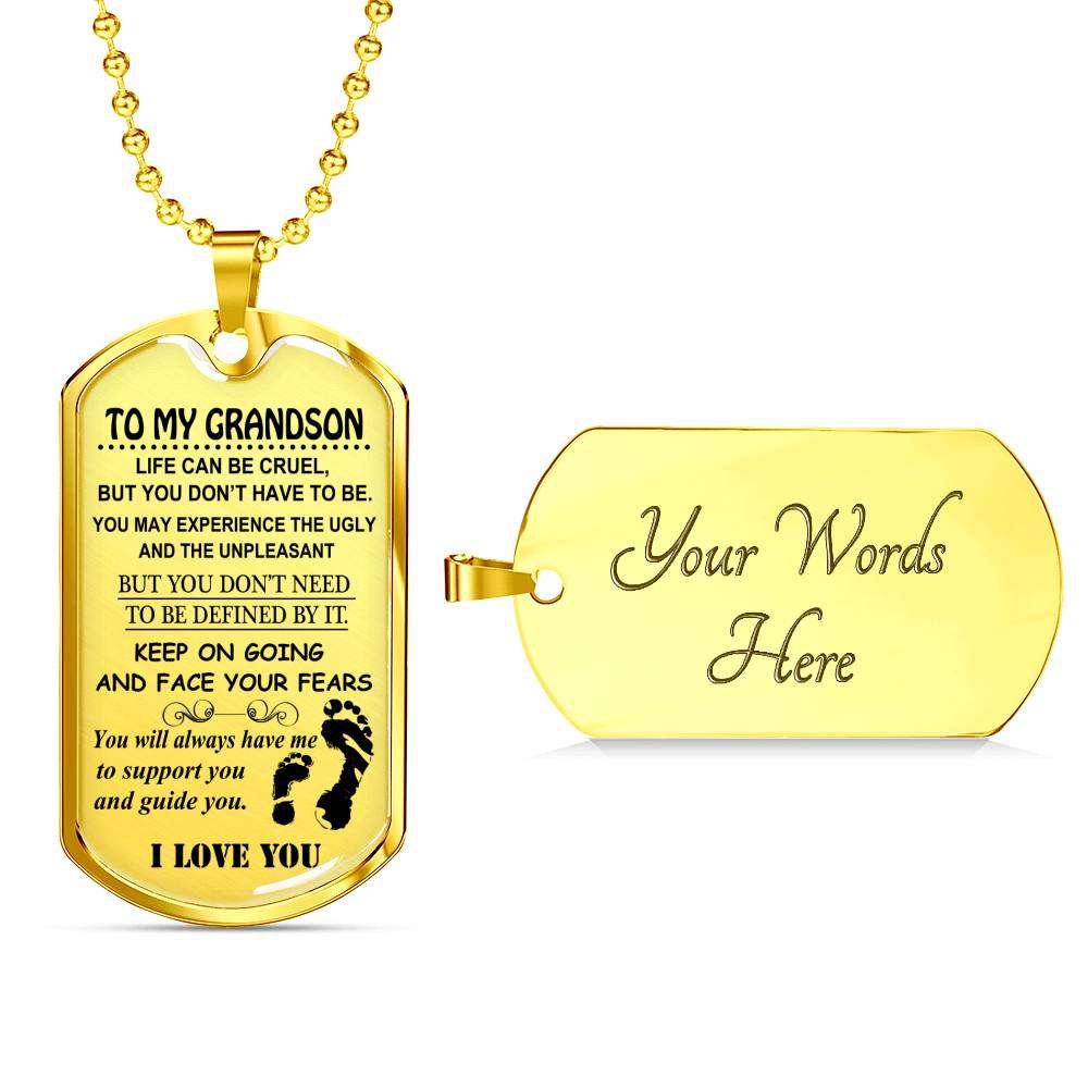 Grandson Dog Tag, To My Grandson Custom Picture Dog Tag : Gifts From Grandparents, Great Grandson Gifts Dog Tag-4 Gifts for Grandson Rakva