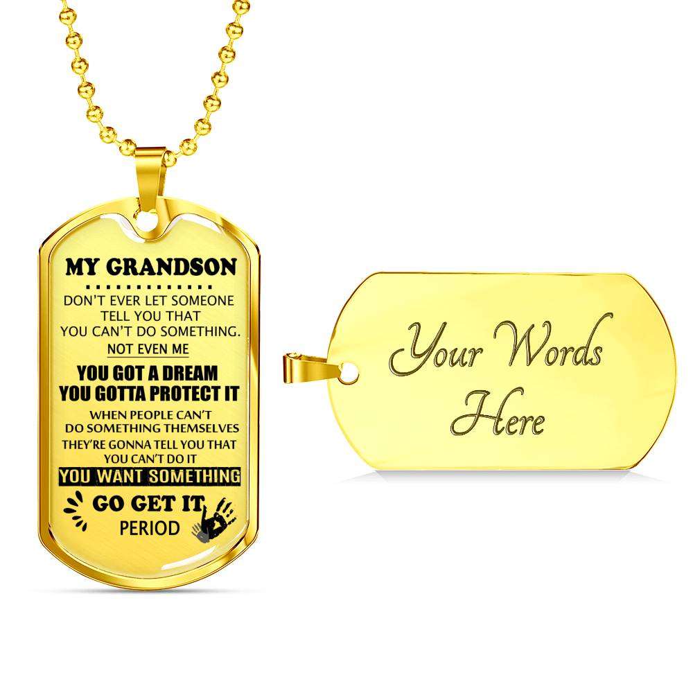 Grandson Dog Tag, To My Grandson Dog Tag : Gifts From Grandparents, Great Grandson Gifts Dog Tag-11 Gifts for Grandson Rakva