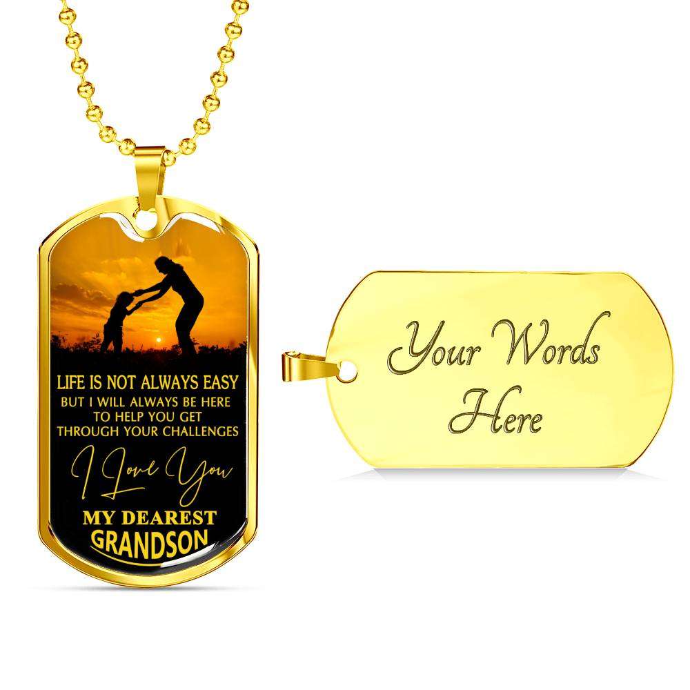 Grandson Dog Tag, To My Grandson Dog Tag : Gifts From Grandparents, Great Grandson Gifts Dog Tag-9 Gifts for Grandson Rakva