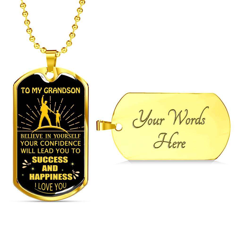 Grandson Dog Tag, To My Grandson Dog Tag : Grandson Gifts From Grandparents, Grandson Birthday Dog Tag-4 Gifts for Grandson Rakva