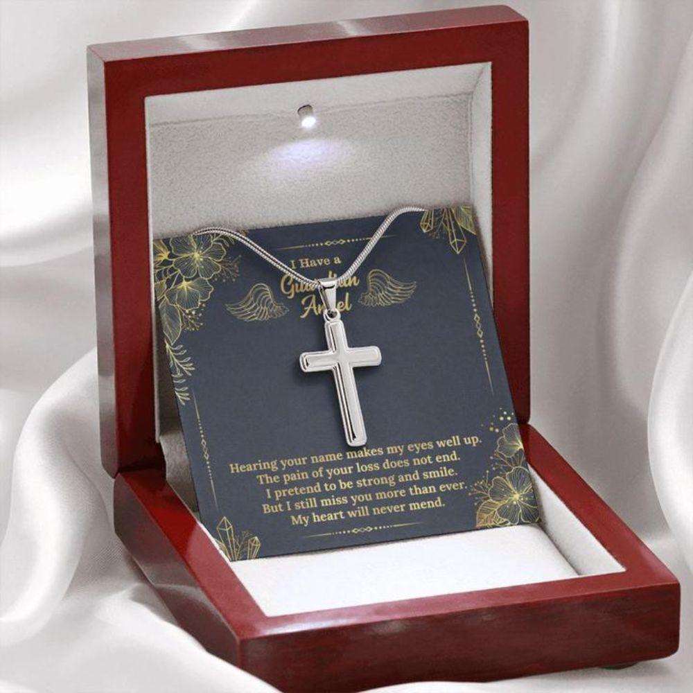 Guardian Angel Necklace “ General Memorial Necklace Forever Faithful Cross Necklace “ Gift Necklace Message Card Rakva