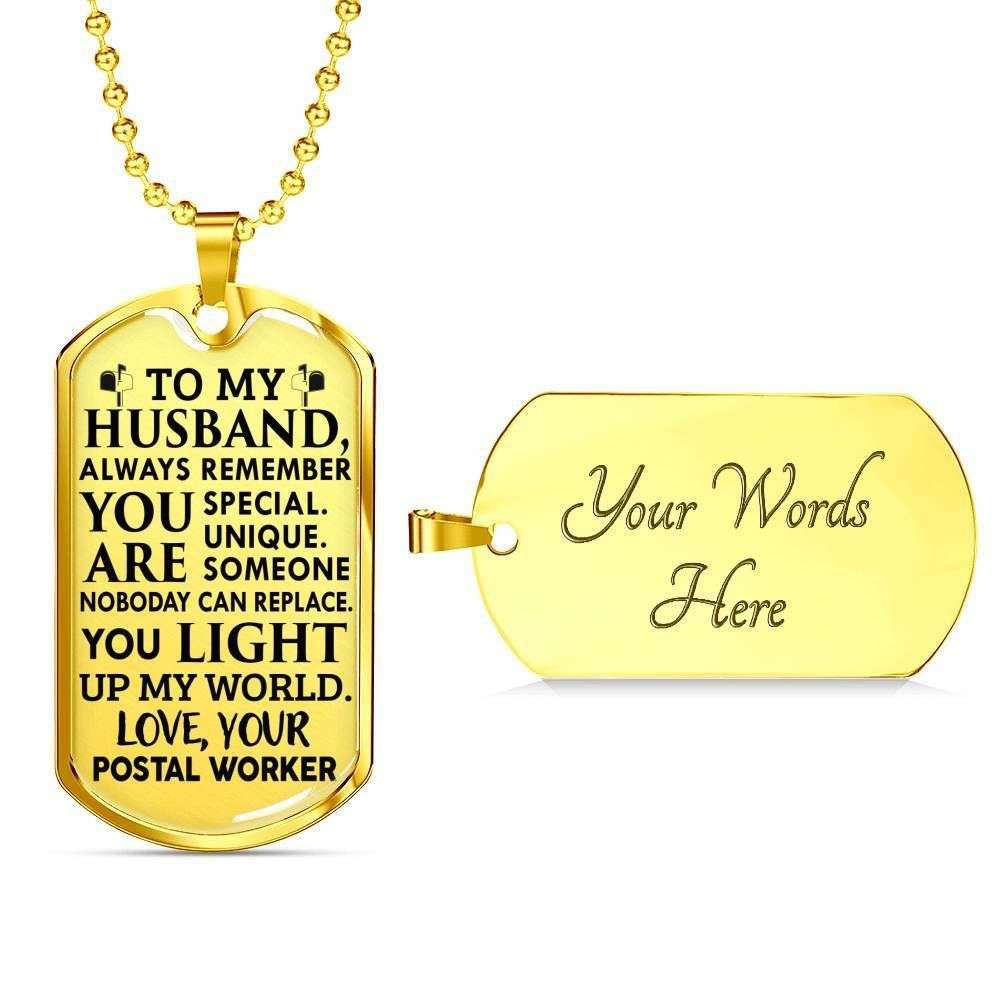 Husband Dog Tag, Custom Picture Gift For Husband Dog Tag Military Chain Necklace You Light Up My World Dog Tag Father's Day Rakva