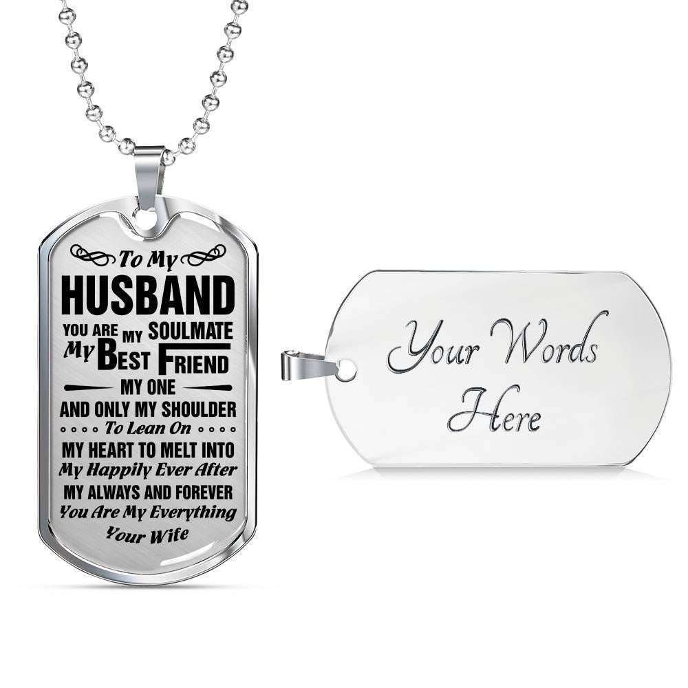 Husband Dog Tag Custom Picture, Gift For Husband Dog Tag Necklace Silver Necklace You’Re My Soulmate Father's Day Rakva