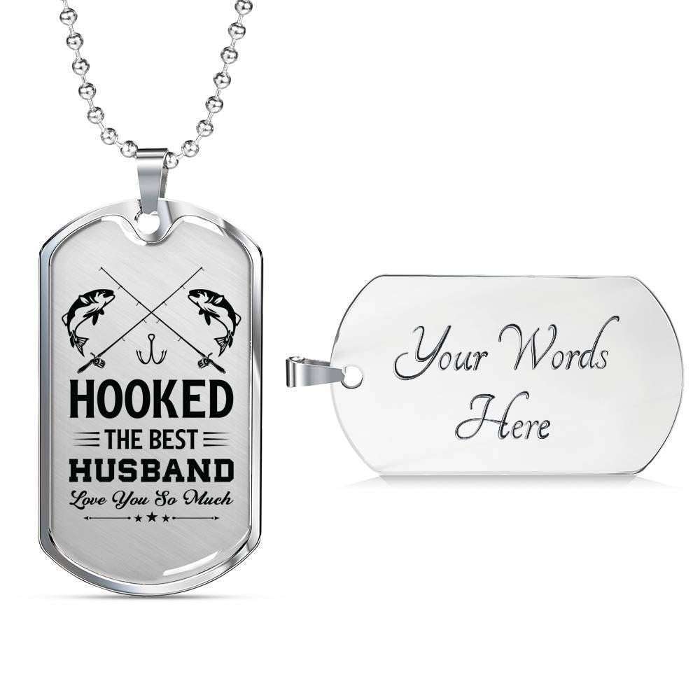 Husband Dog Tag Custom Picture, Hooked The Best Husband Love You So Much Dog Tag Necklace Gifts For Him Father's Day Rakva
