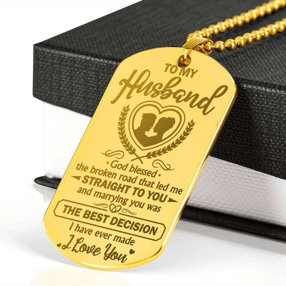 Husband Dog Tag Custom Picture, Marrying You Was The Best Decision Dog Tag Military Chain Necklace Gift For Him Father's Day Rakva