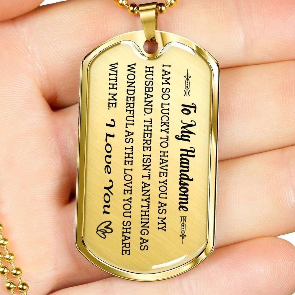 Husband Dog Tag Custom Picture, So Lucky To Have As My Husband Dog Tag Military Chain Necklace For Husband Father's Day Rakva