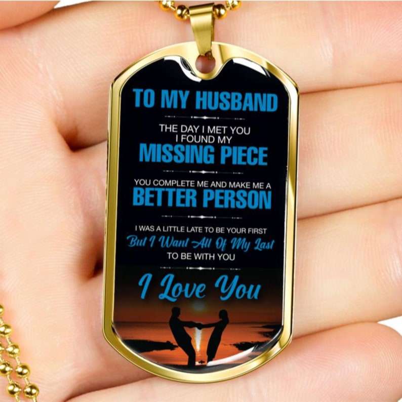 Husband Dog Tag, Personalized Dog Tag Necklace, Husband Valentine Gift, Husband Birthday Gift, Husband Gift From Wife Father's Day Rakva