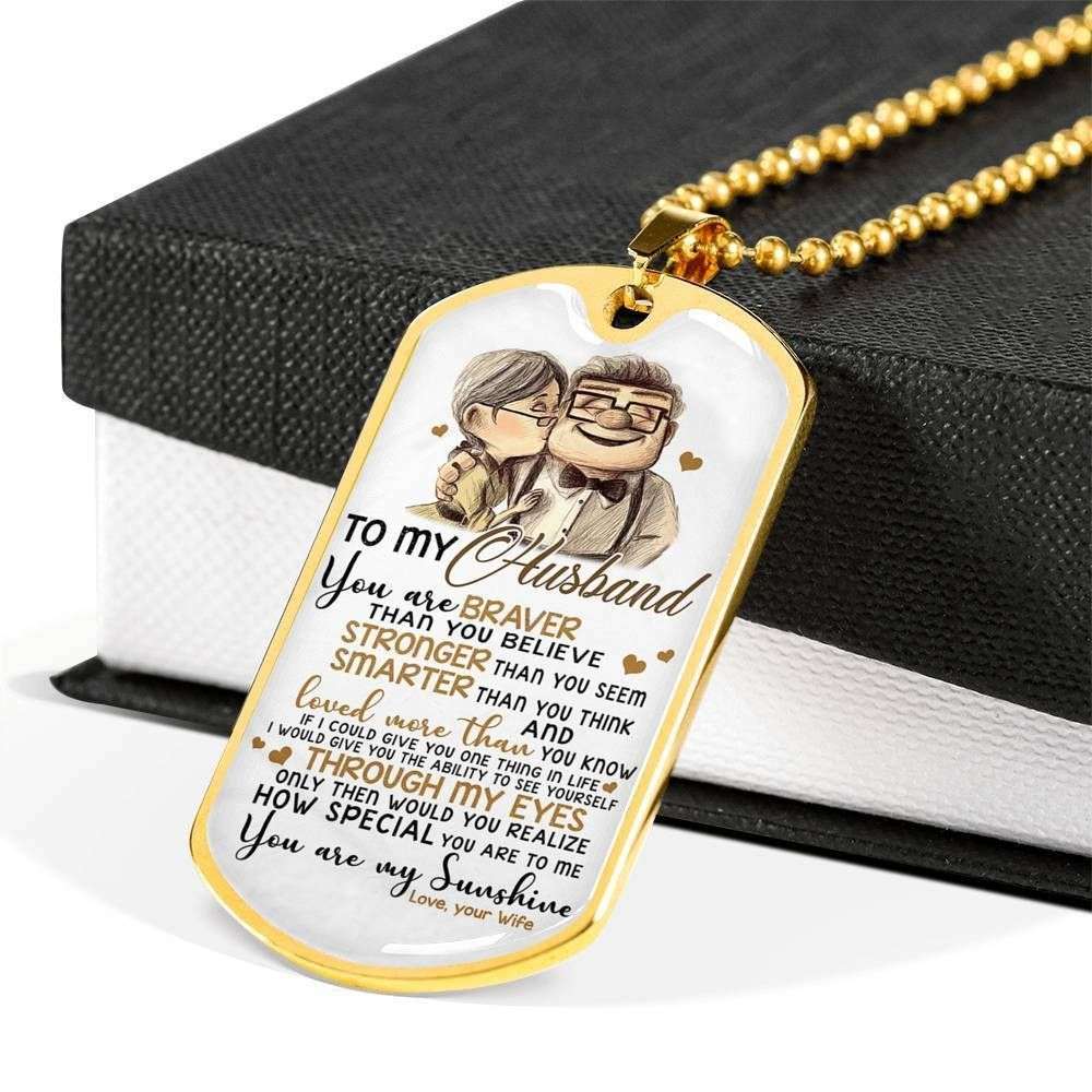 Husband Dog Tag, To Husband You Are Braver Than You Believe Dog Tag Military Chain Necklace Gift For Him Gifts For Husband Rakva