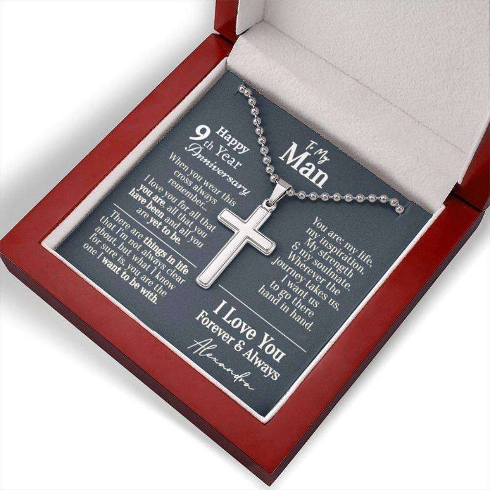 Husband Necklace, Personalized 9 Year Anniversary Necklace For Him 9Th Year Anniversary Necklace For Him, Ninth Year Anniversary Necklace Gift For Him Gifts For Husband Rakva