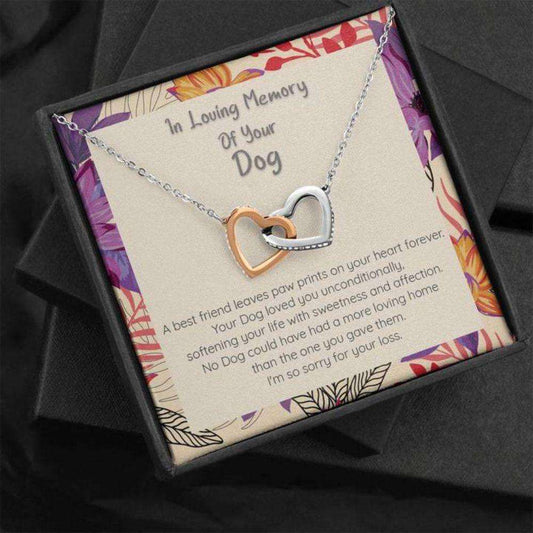 Loving Memory Loss Of Your Dog Remembrance Necklace, Connected Hearts Forever Rakva