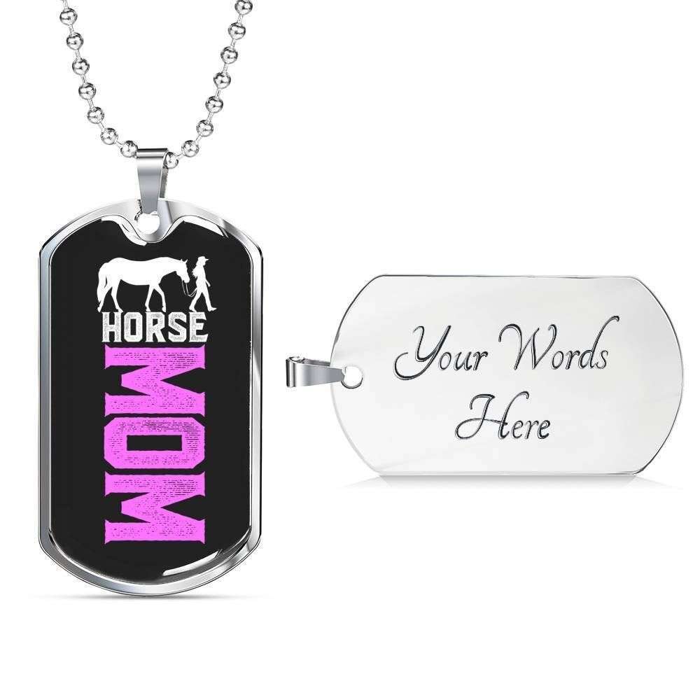 Mom Dog Tag Custom Picture, Horse Mom Dog Tag Custom Picture, Necklace Giving Women Gifts for Mother (Mom) Rakva