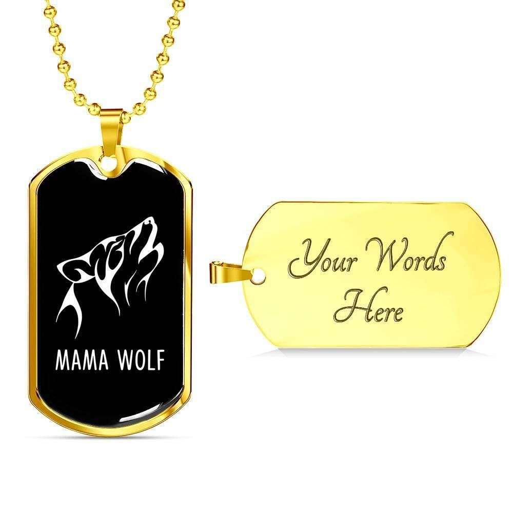 Mom Dog Tag, Custom Picture Mama Wolf Dog Tag Military Chain Necklace For Mom Dog Tag Gifts for Mother (Mom) Rakva