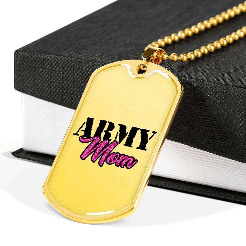 Mom Dog Tag Custom Picture Mother’S Day, Army Mom White Dog Tag Necklace For Amry Mom Gifts for Mother (Mom) Rakva