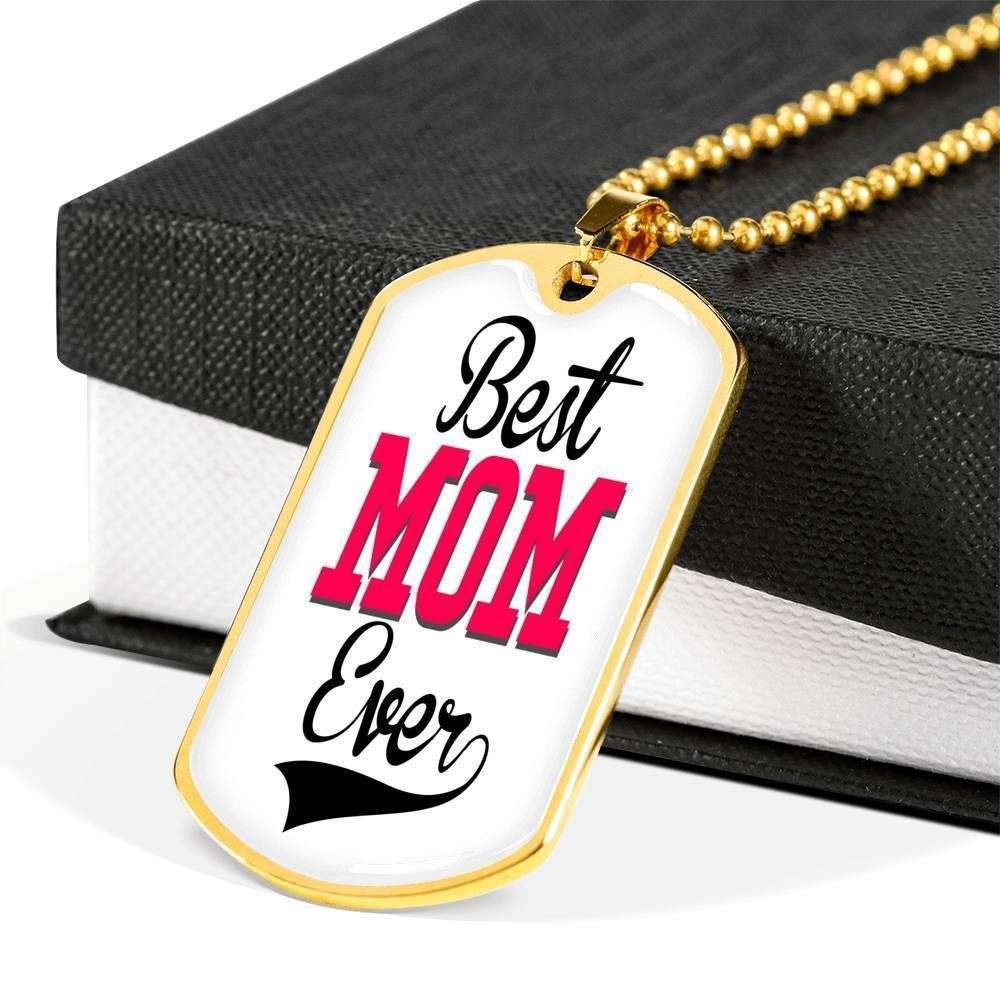 Mom Dog Tag Custom Picture Mother’S Day, Best Mom Ever Simple Dog Tag Necklace For Mom Gifts for Mother (Mom) Rakva
