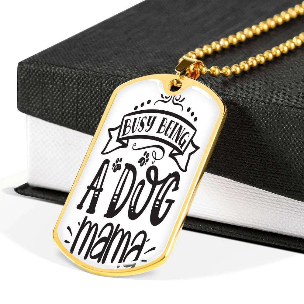 Mom Dog Tag Custom Picture Mother’S Day, Busy Being A Dog Mama Dog Tag Necklace For Mom Gifts for Mother (Mom) Rakva