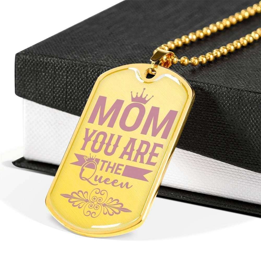 Mom Dog Tag Custom Picture Mother’S Day Gift, Mom You Are The Queen Dog Tag Military Chain Necklace For Mom Gifts for Mother (Mom) Rakva