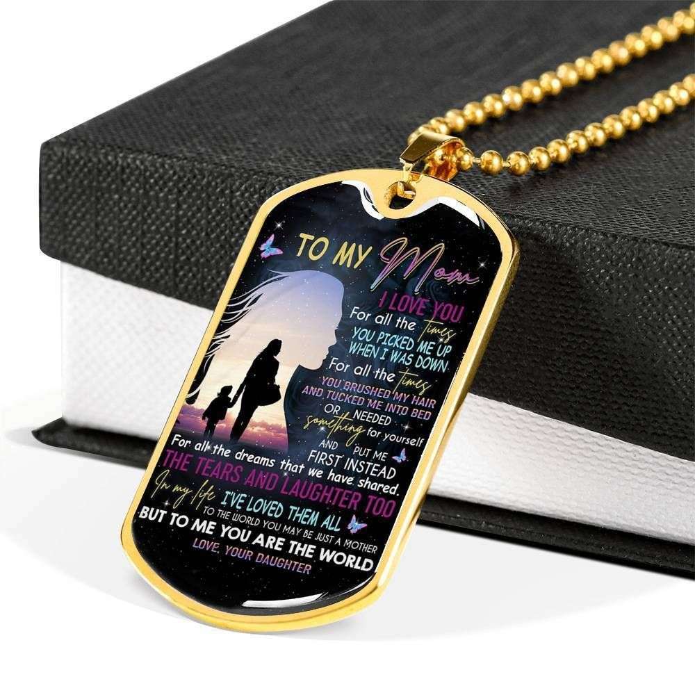 Mom Dog Tag Custom Picture Mother’S Day Gift, To My Mom I Love You For All The Times Dog Tag Military Chain Necklace Gifts for Mother (Mom) Rakva