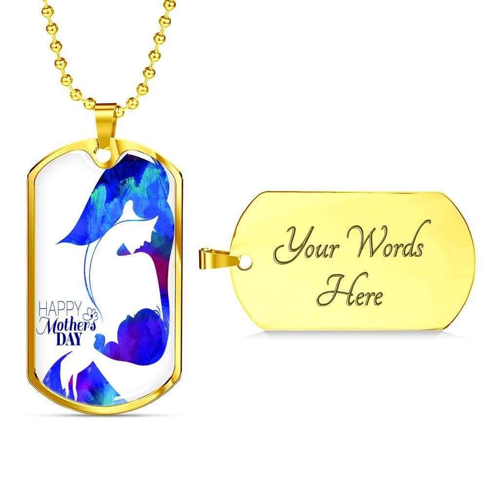 Mom Dog Tag Mother’S Day Gift, Custom Happy Mother’S Day Dog Tag Military Chain Necklace For Mom Dog Tag Gifts for Mother (Mom) Rakva