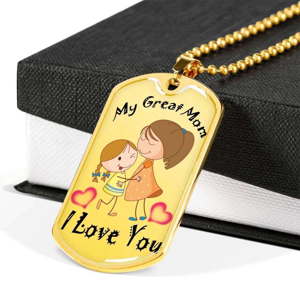 Mom Dog Tag Mother’S Day Gift, My Great Mom I Love You Dog Tag Military Chain Necklace For Mom Gifts for Mother (Mom) Rakva