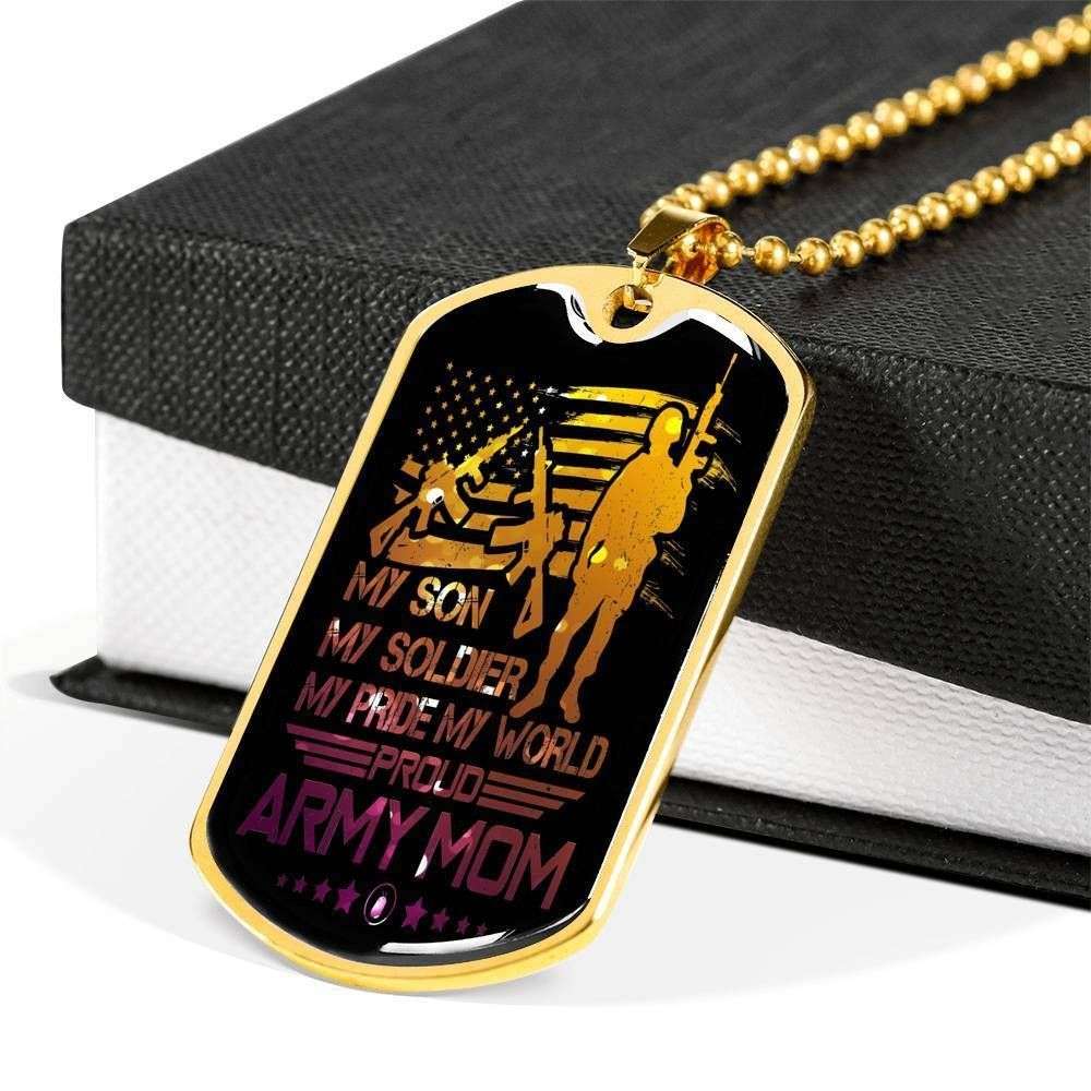 Mom Dog Tag Mother’S Day Gift, Proud Army Mom Dog Tag Military Chain Necklace Present For Men Gifts for Mother (Mom) Rakva