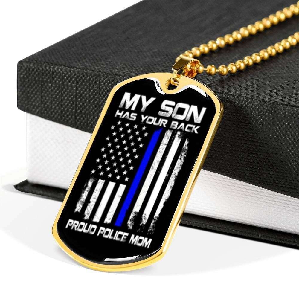 Mom Dog Tag Mother’S Day Gift, Proud Police Mom Silver Dog Tag Military Chain Necklace Gift Ideas Gifts for Mother (Mom) Rakva