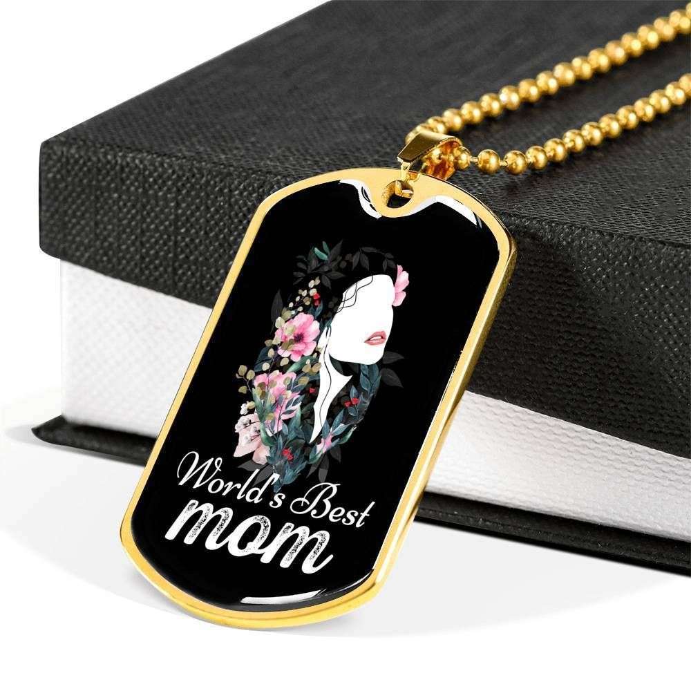 Mom Dog Tag Mother’S Day Gift, World’S Best Mom Dog Tag Military Chain Necklace Mother’S Day For Mom Gifts for Mother (Mom) Rakva