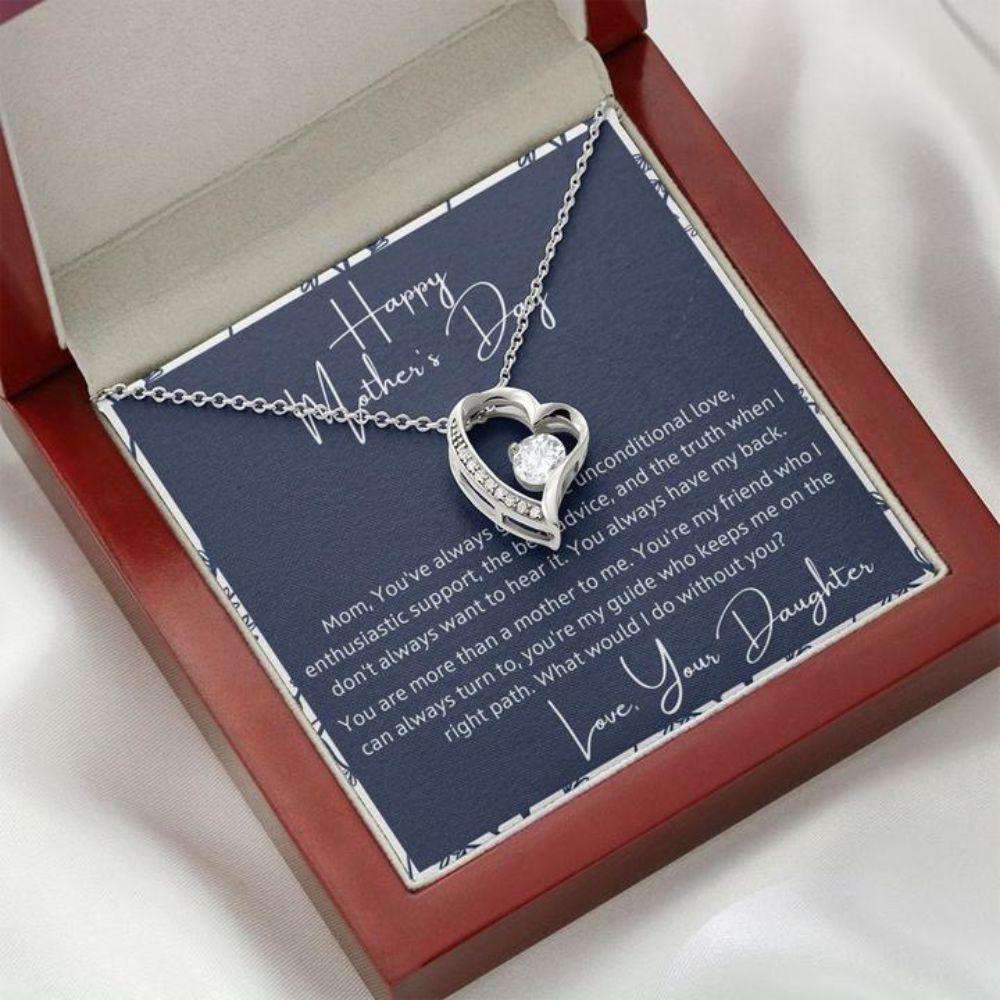 Mom Necklace, Mother’S Day Gift From Daughter “ Unconditional Love “ Gift Necklace Message Card Gifts For Daughter Rakva