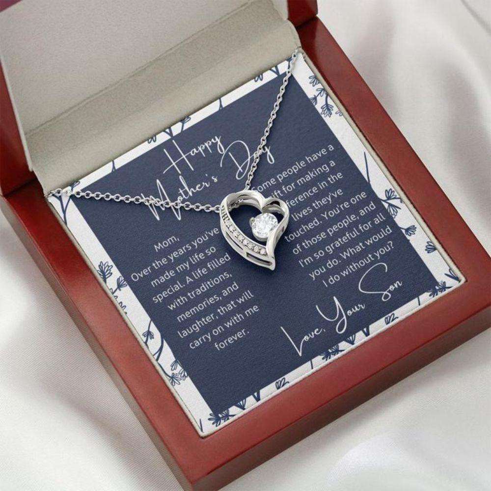 Mom Necklace, Mother’S Day Gift From Son “ What Would I Do? Gift Necklace Message Card Gifts for Mother (Mom) Rakva