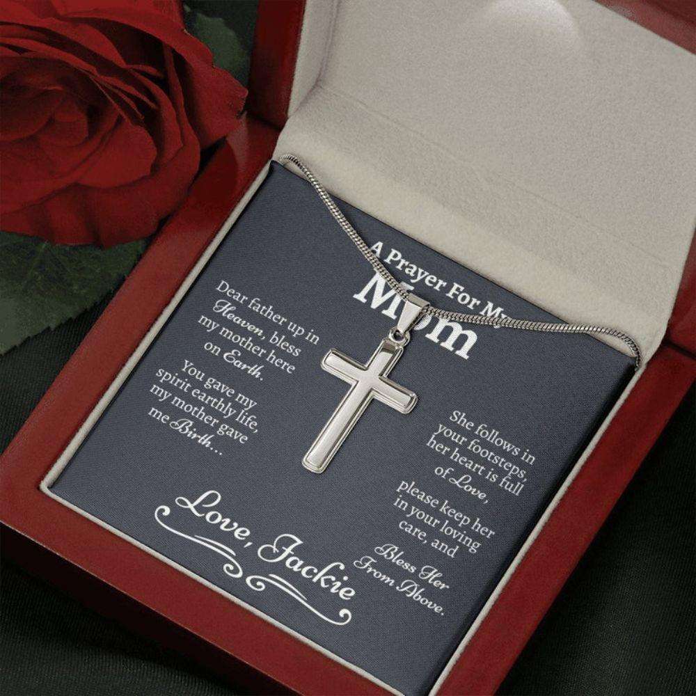 Mom Necklace, Religious Gift For Mom, Catholic Gift For Mom, Cross Necklace For Mom, Prayer For Mothers Strength, Prayers For My Mom Gifts for Mother (Mom) Rakva