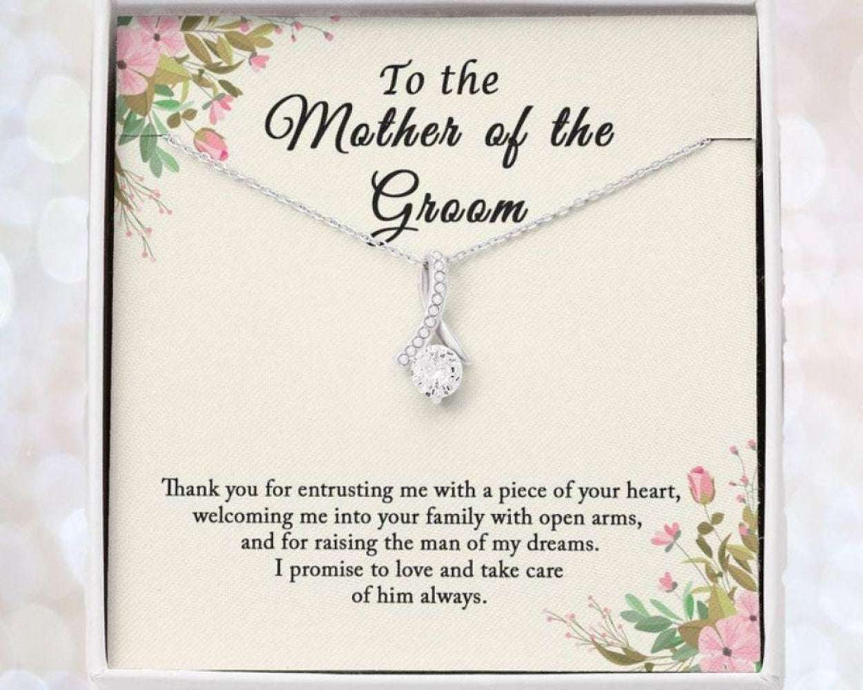 Mother-In-Law Necklace, To My Mother In Law On My Wedding Day Necklace, Mother Of The Groom Gift From Bride