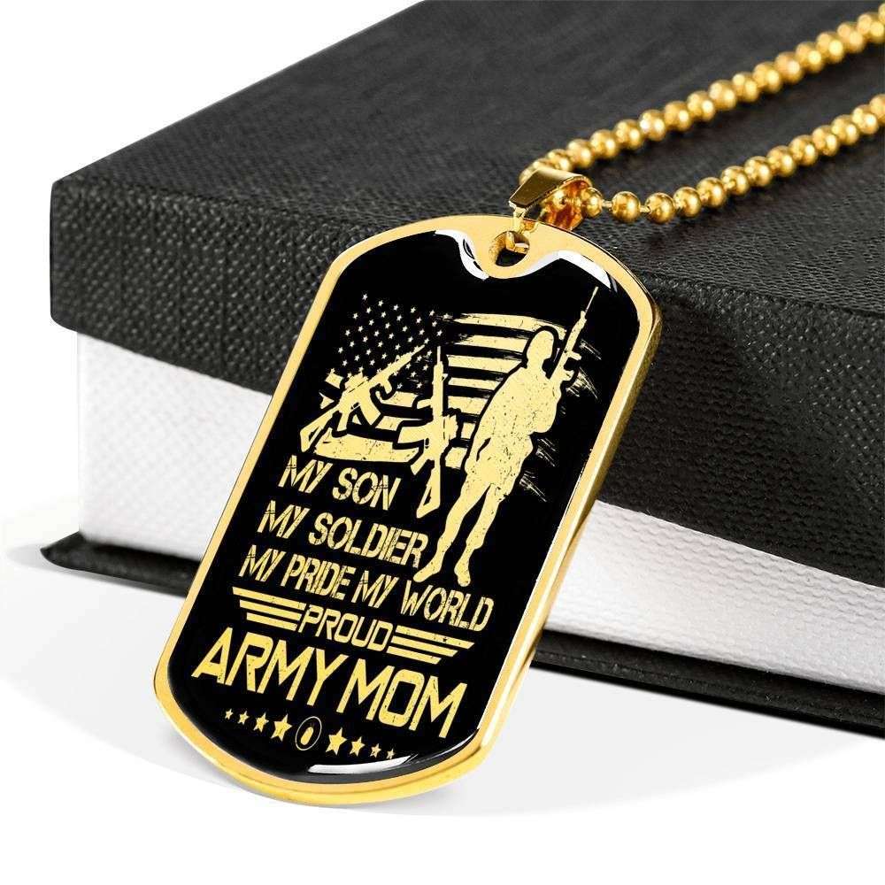 My Pride My World Proud Army Mom Dog Tag Military Chain Necklace Gift For Men Rakva